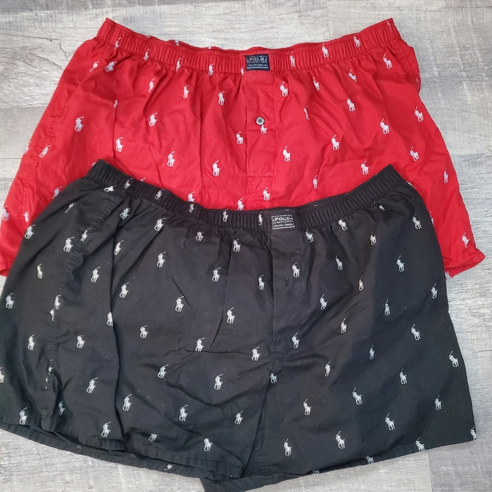 Ralph Lauren Two-Pack Boxer Shorts in Red & Black with Pony Embroidery